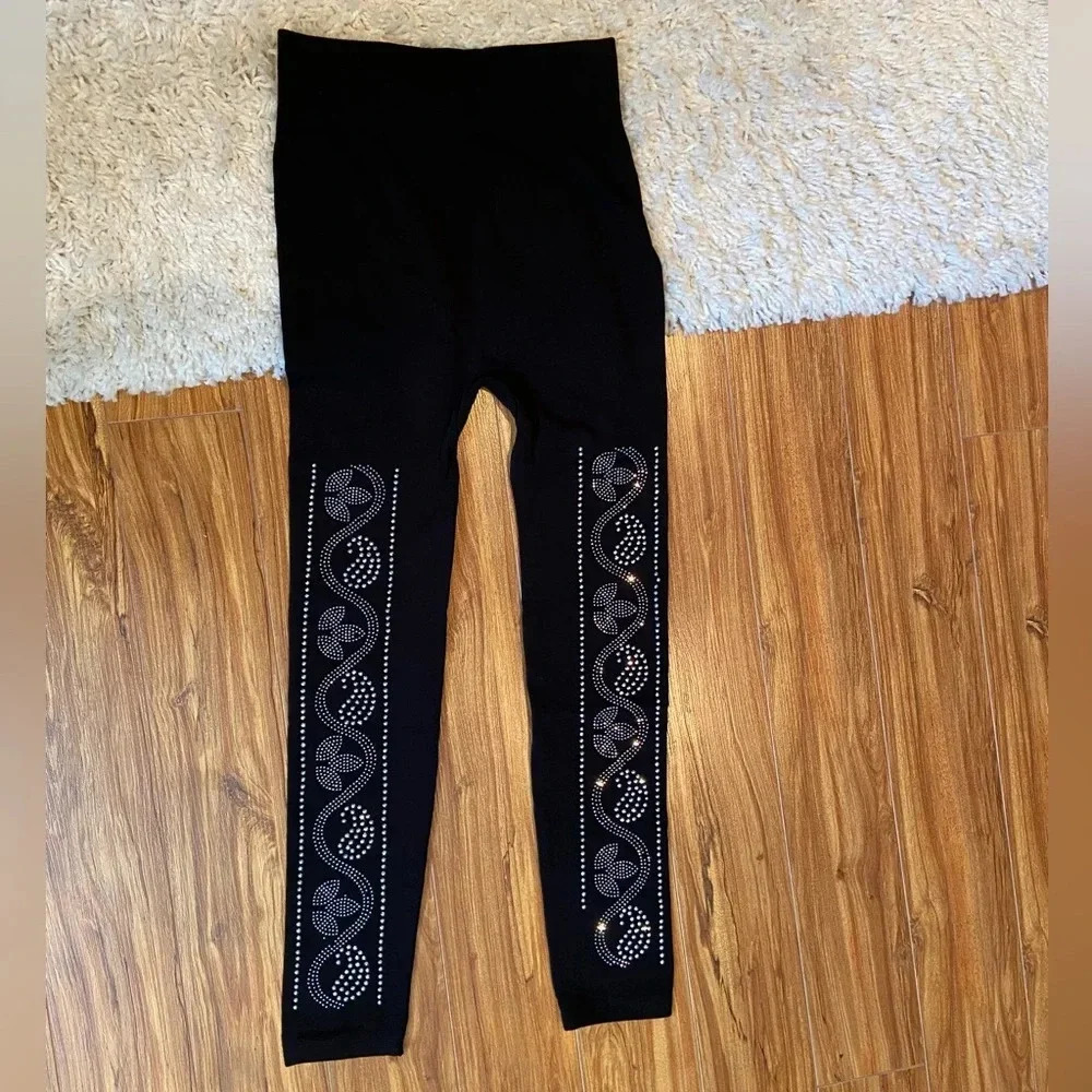 Black tights with rhinestones